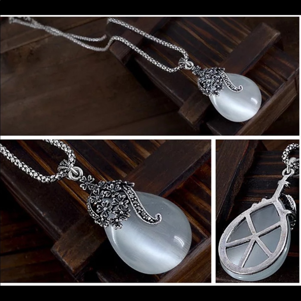 Vintage Elegant Silver Fashion Opal - Picture 4 of 5
